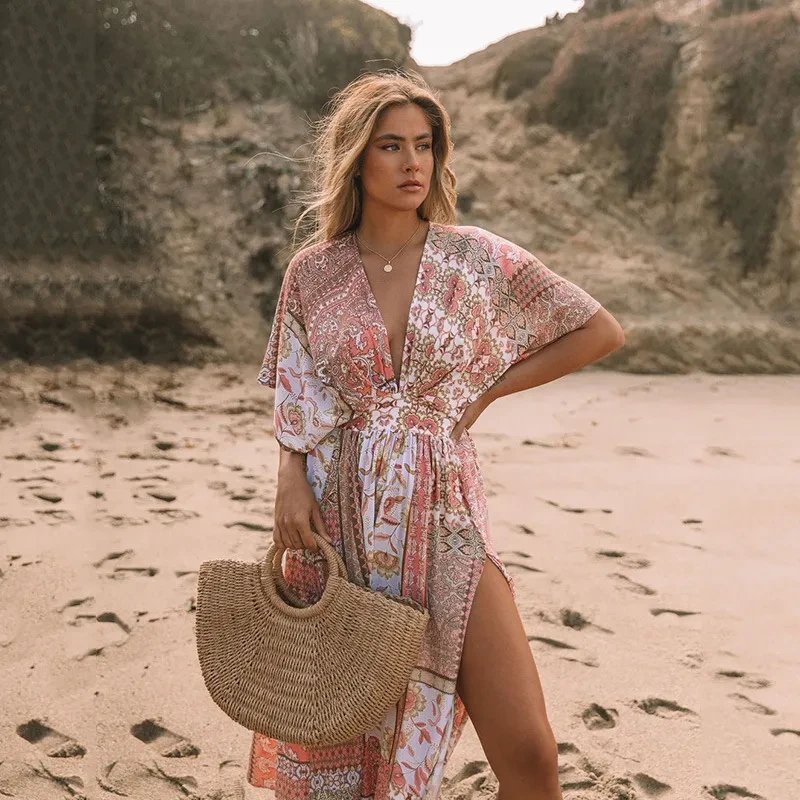 Vestido estampado de moda de primavera para mujer
