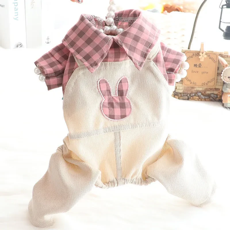 Camisa fina a cuadros, overol, ropa para perros