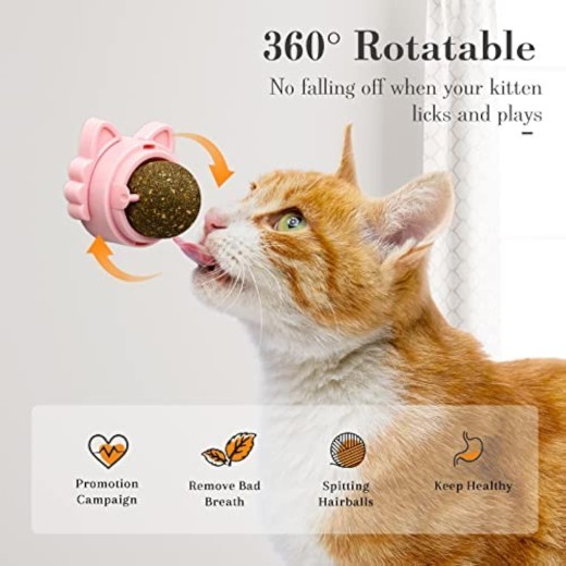 Bolas de hierba gatera para pegar en la pared, bolas de hierba gatera para gatos, juguetes de hierba gatera para gatos, limpieza dental saludable para gatos, juguetes masticables, premios para pared para gatos