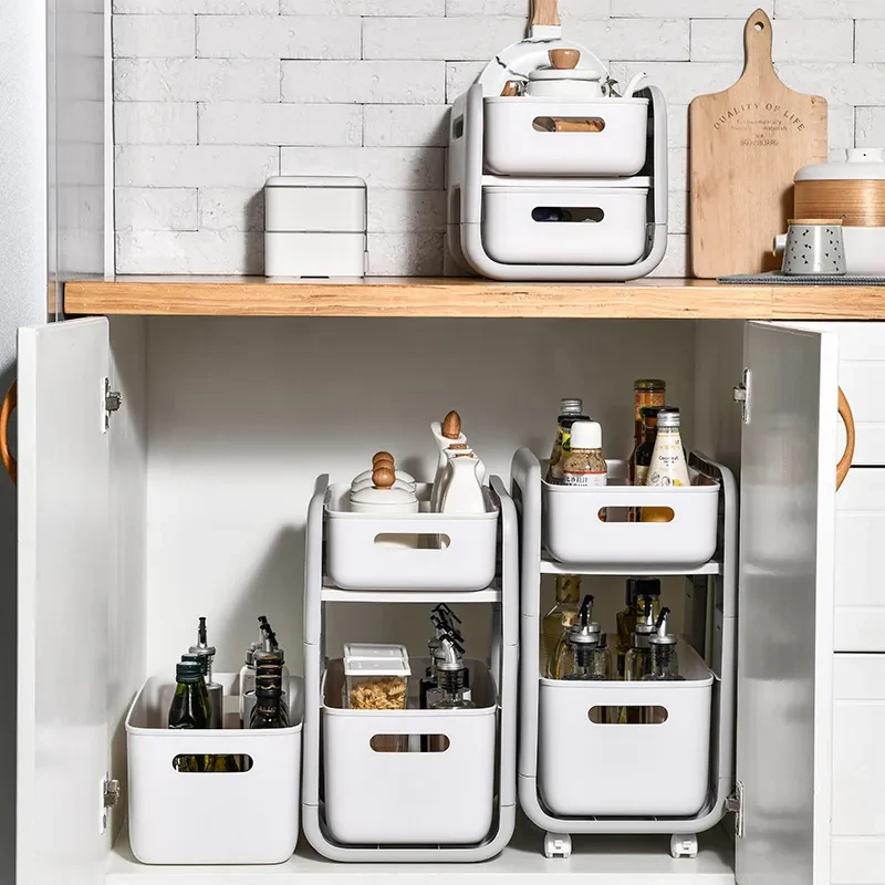 Caja de almacenamiento de gabinete de cocina de 2 niveles conveniente