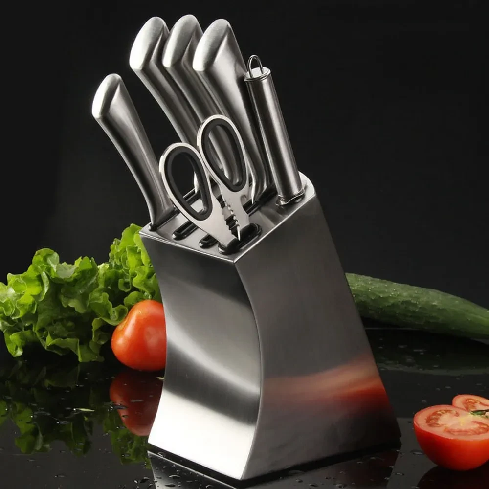Porta cuchillos de cocina multifuncional de acero inoxidable