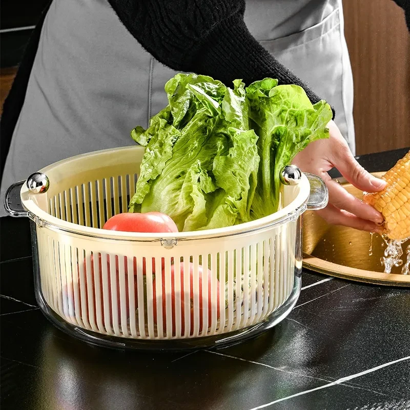 Cesta de drenaje Secadora de ropa manual Centrifugadora de ensaladas manual de cocina