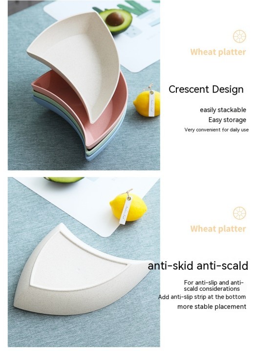 Juego de platos con linda combinación de frutas y aperitivos