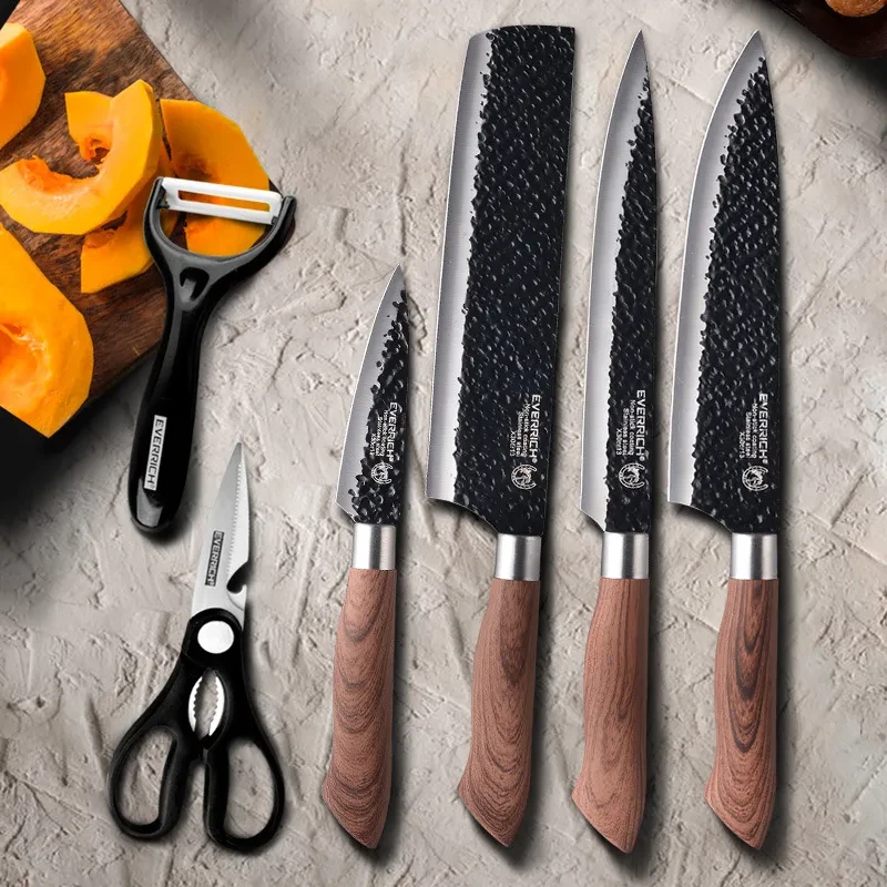 Juego de cuchillos de cocina de acero inoxidable para el hogar de regalo de seis piezas