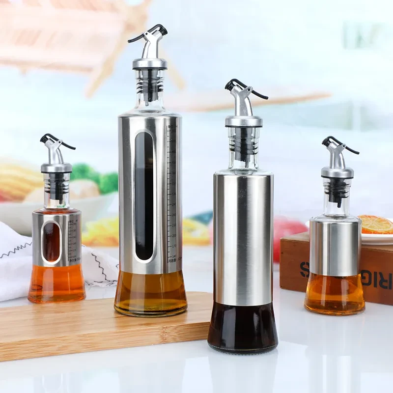 Botella de almacenamiento de cocina, botella de vidrio para aceite de cocina, vinagre y condimentos.