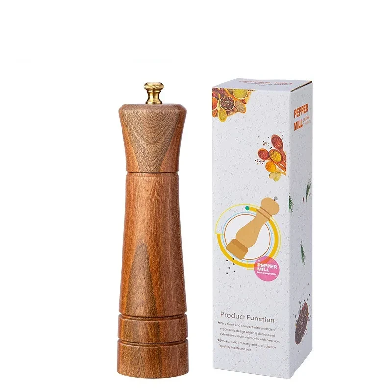 Manual de cocina para el hogar, tarro de condimento de madera maciza para pimienta en polvo