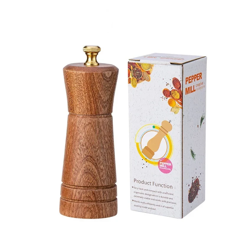 Manual de cocina para el hogar, tarro de condimento de madera maciza para pimienta en polvo