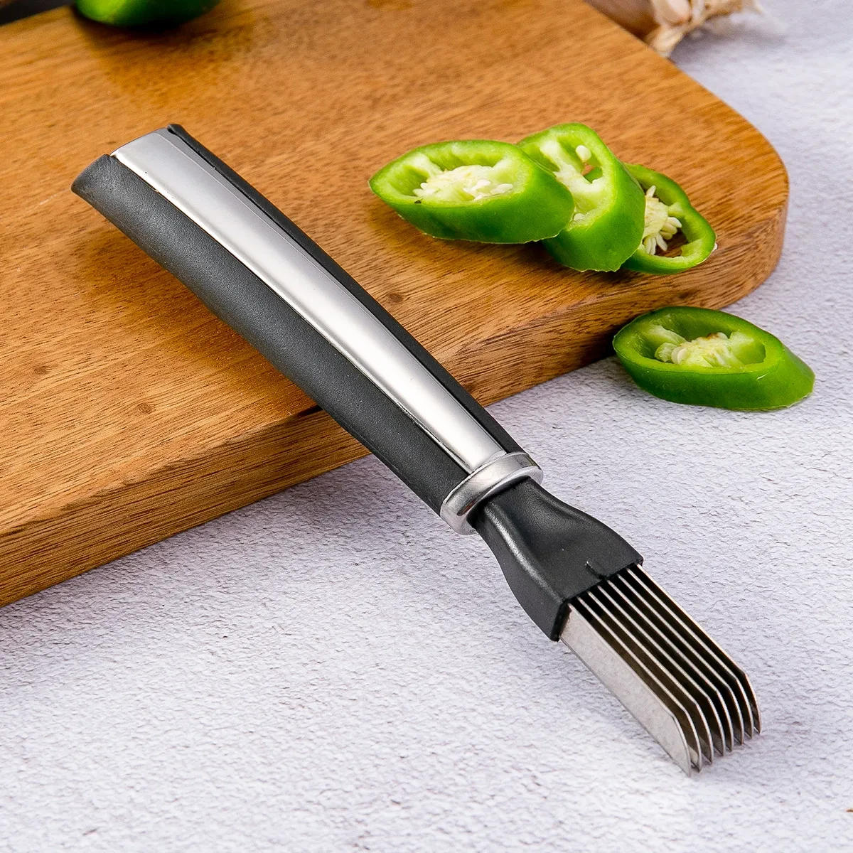 Cortador de verduras multifuncional, utensilio de cocina, cuchillo para picar cebolla verde.
