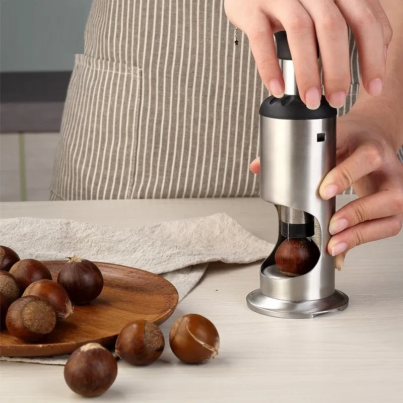 Abridor de castañas de acero inoxidable, pequeñas herramientas de cocina, multifuncional para el hogar.