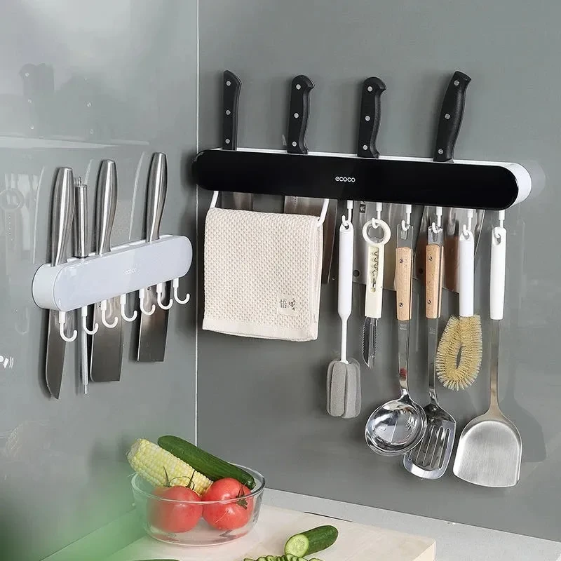 Estante para cuchillos de cocina de pared con almacenamiento integrado