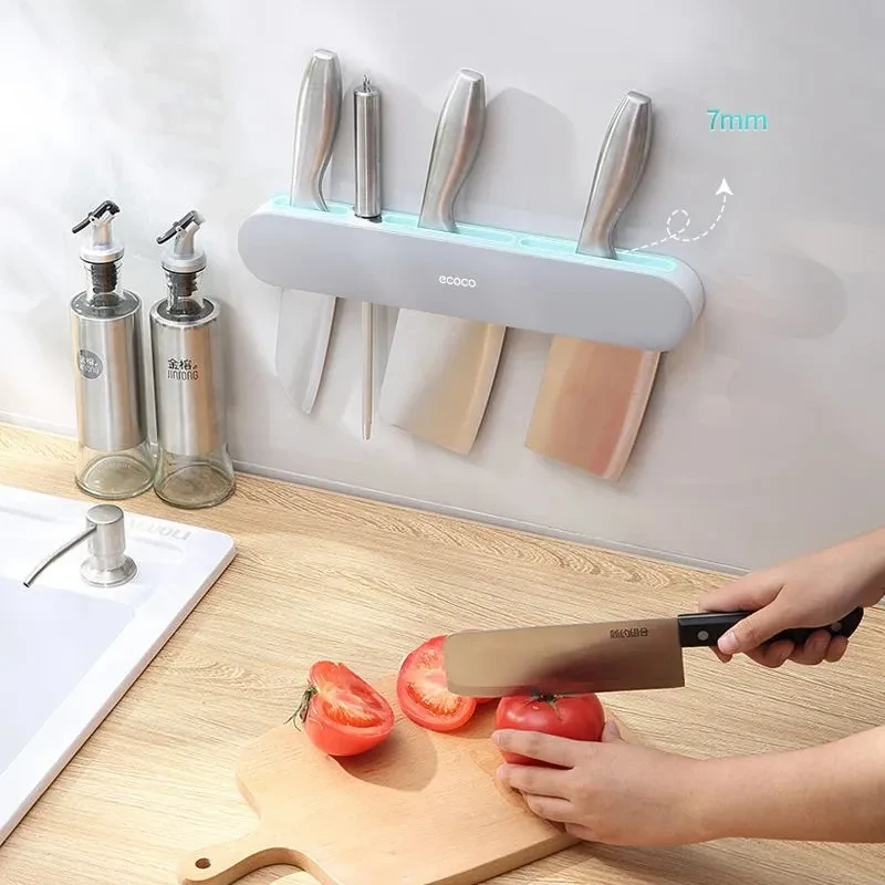 Estante para cuchillos de cocina de pared con almacenamiento integrado