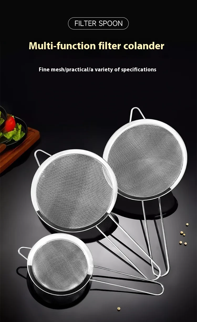 Colador de filtro de grasa de acero inoxidable, colador de cocina, cuchara