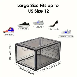 Caja de zapatos de plástico con puerta magnética (6 unidades), organizador de almacenamiento para dormitorio, baño, oficina, entrada, pasillo, armario, hogar y dormitorio.