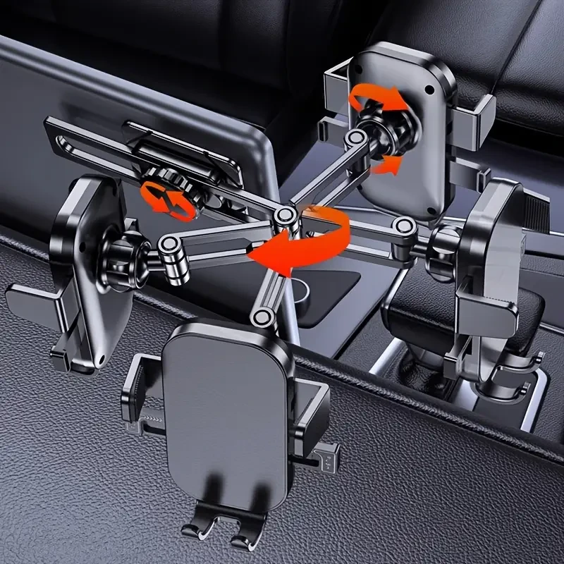 Soporte para teléfono de coche, aleación de aluminio + ABS, soporte para teléfono en el panel de instrumentos, escalable y giratorio