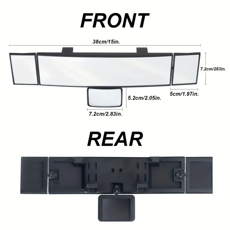 Espejo retrovisor plegable para coche, espejo multifuncional que amplía el campo de visión, espejo giratorio y ajustable, espejo plegable cuádruple.