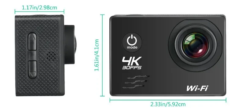 Cámara deportiva impermeable para exteriores de 4K a 30 FPS