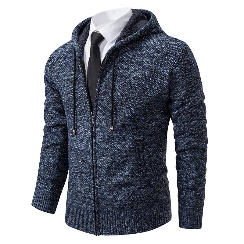 Chaqueta deportiva de polar con cuello alto y color liso para hombre