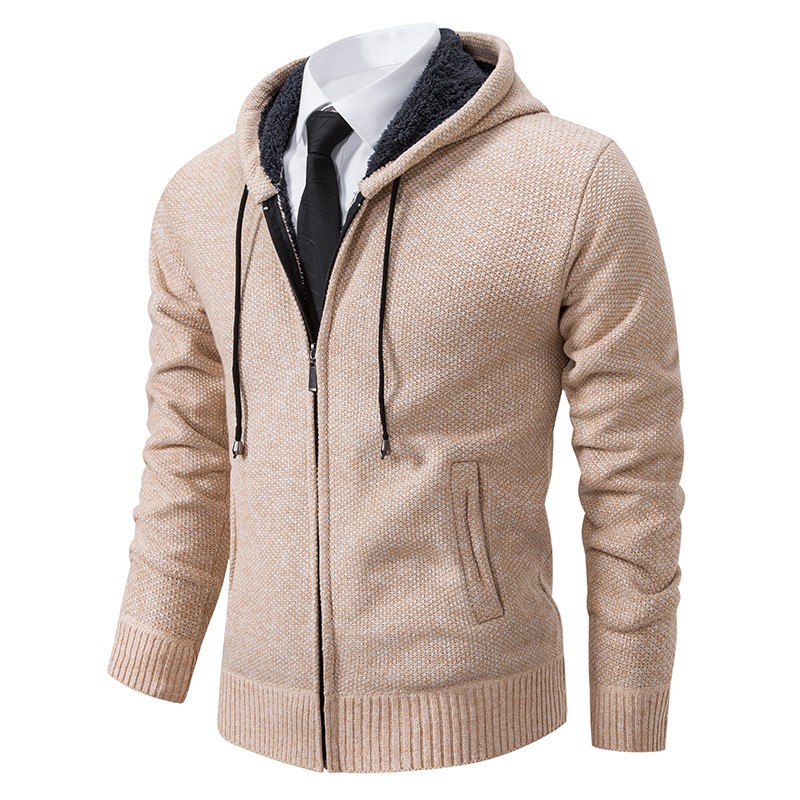 Chaqueta deportiva de polar con cuello alto y color liso para hombre