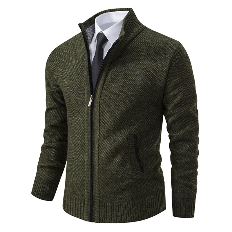 Chaqueta deportiva de polar con cuello alto y color liso para hombre