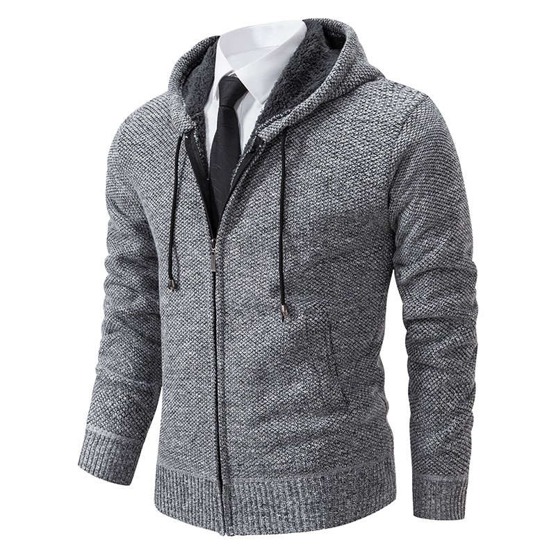 Chaqueta deportiva de polar con cuello alto y color liso para hombre
