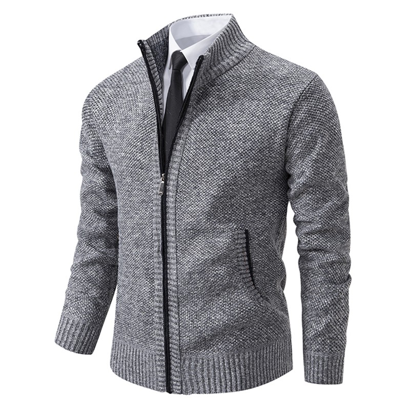 Chaqueta deportiva de polar con cuello alto y color liso para hombre