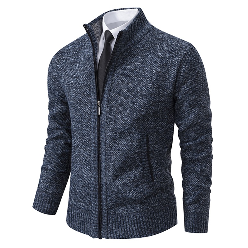 Chaqueta deportiva de polar con cuello alto y color liso para hombre
