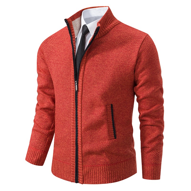 Chaqueta deportiva de polar con cuello alto y color liso para hombre