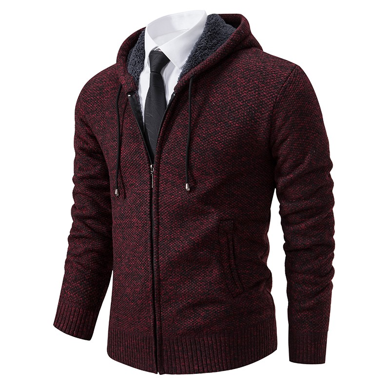 Chaqueta deportiva de polar con cuello alto y color liso para hombre