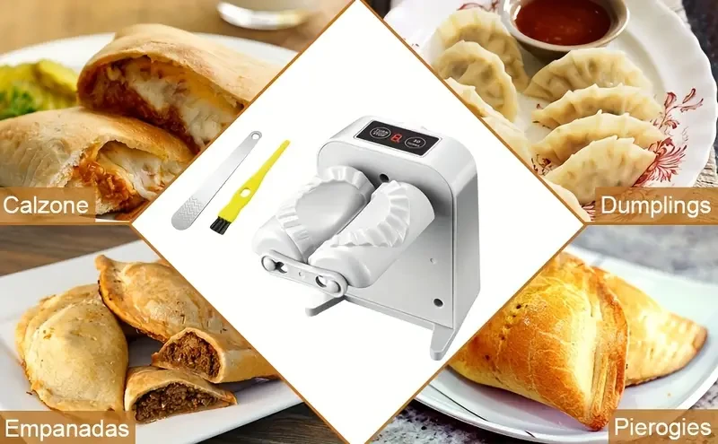 Kit para hacer dumplings chinos y wontons de fácil prensado con cuchara y pincel: 2 modos, forma rápida, acero inoxidable