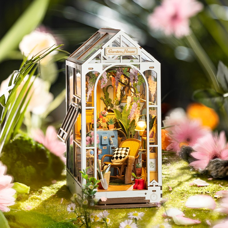 Kit de estantería Robotime Rolife Garden House Book Nook, fácil de montar, ideal como regalo para niños, mujeres y niñas, decoración del hogar TGB06