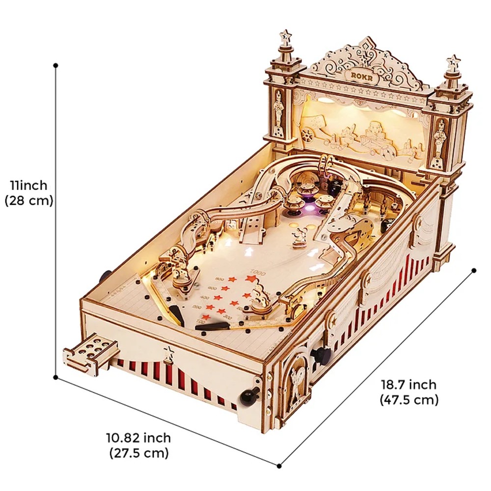 Máquina de pinball Robotime ROKR DIY, rompecabezas de madera 3D, divertido juego de mesa EG01