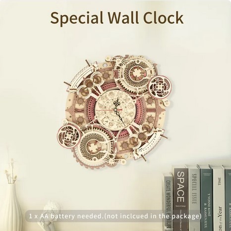 Reloj de pared Robotime ROKR Zodiac, rompecabezas de madera 3D, modelo de ensamblaje, juguetes, regalos para niños, adolescentes, LC601, envío directo.