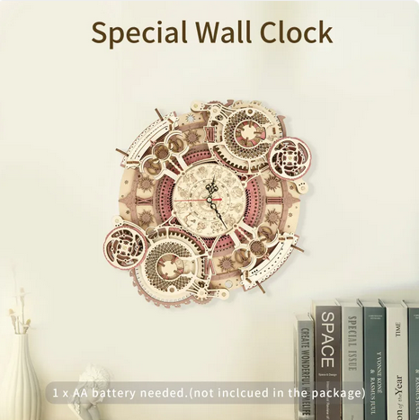 Reloj de pared Robotime ROKR Zodiac, rompecabezas de madera 3D, modelo de ensamblaje, juguetes, regalos para niños, adolescentes, LC601, envío directo.