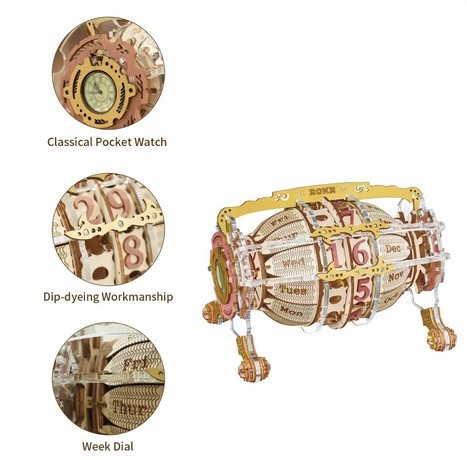 Reloj de pared Robotime ROKR Zodiac, rompecabezas de madera 3D, modelo de ensamblaje, juguetes, regalos para niños, adolescentes, LC601, envío directo.