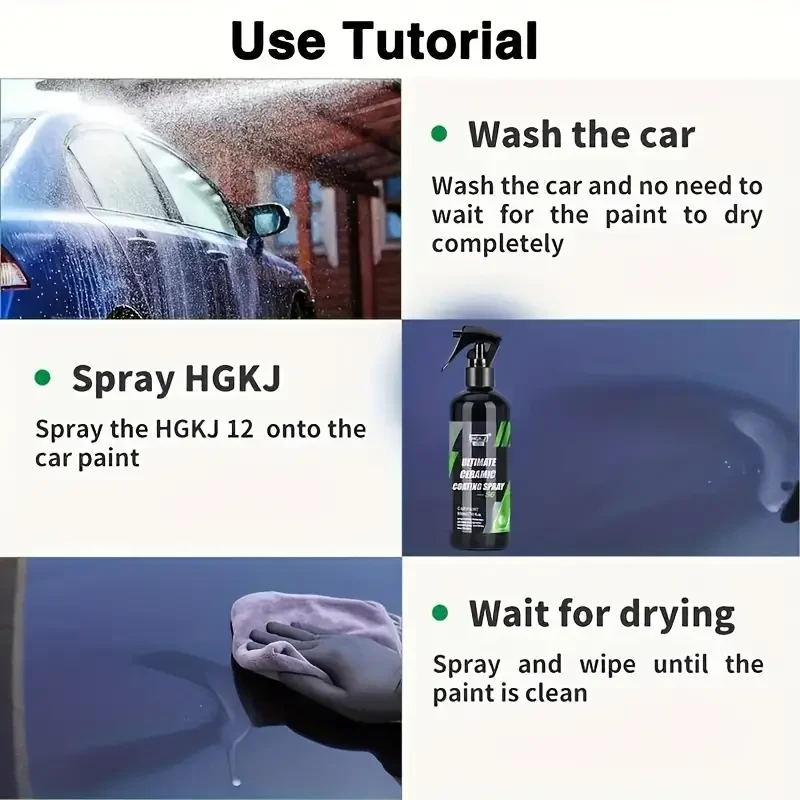 Spray de cera nanocristalina para sellar y recubrir vidrios de pintura automotriz. Elimina insectos, savia y alquitrán para el mantenimiento de la pintura automotriz. Fórmula avanzada de cera cristalina para una protección duradera y fácil limpieza.