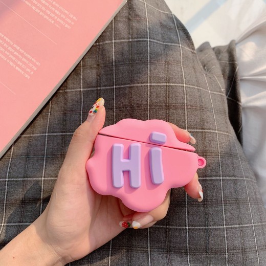 Funda para AirPod 2 con diseño 3D de Hello Bye Cloud y letras de silicona suave con dibujos animados para auriculares inalámbricos de Apple Airpods.