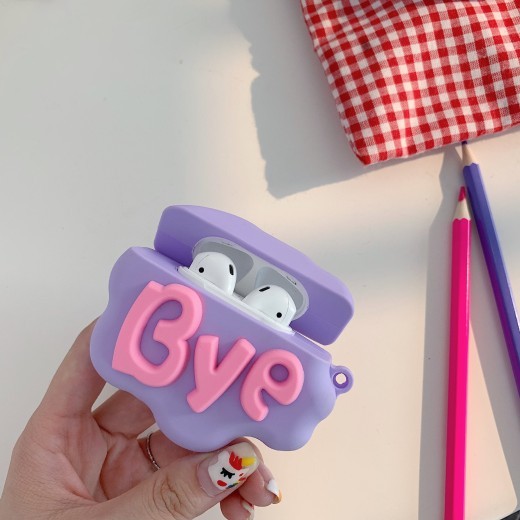 Funda para AirPod 2 con diseño 3D de Hello Bye Cloud y letras de silicona suave con dibujos animados para auriculares inalámbricos de Apple Airpods.