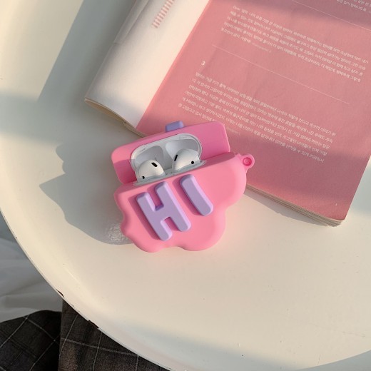 Funda para AirPod 2 con diseño 3D de Hello Bye Cloud y letras de silicona suave con dibujos animados para auriculares inalámbricos de Apple Airpods.