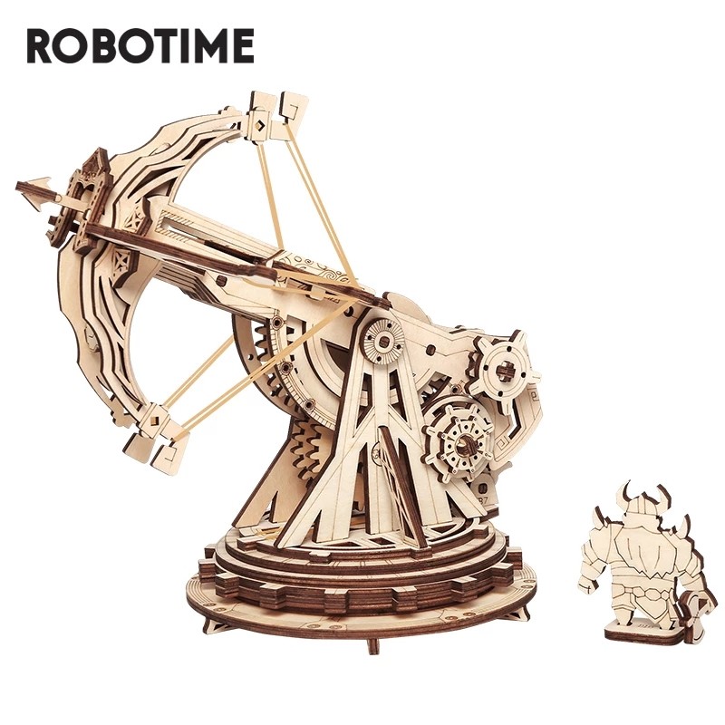 Robotime ROKR Siege Heavy Ballista - Rompecabezas de madera 3D, juego de guerra, juguetes de ensamblaje, regalos para niños, KW401, envío directo