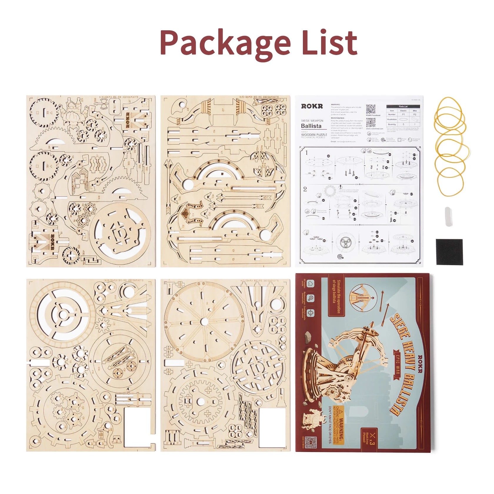 Robotime ROKR Siege Heavy Ballista - Rompecabezas de madera 3D, juego de guerra, juguetes de ensamblaje, regalos para niños, KW401, envío directo