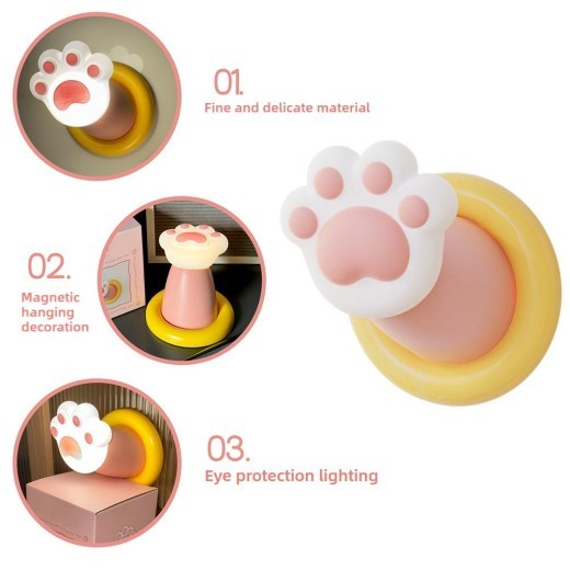 Lámpara de mesita de noche con forma de pata de gato, lámpara de escritorio con 3 niveles de brillo, regulable, recargable, luz de ambiente para dormitorio, sala de estar, decoración del hogar.