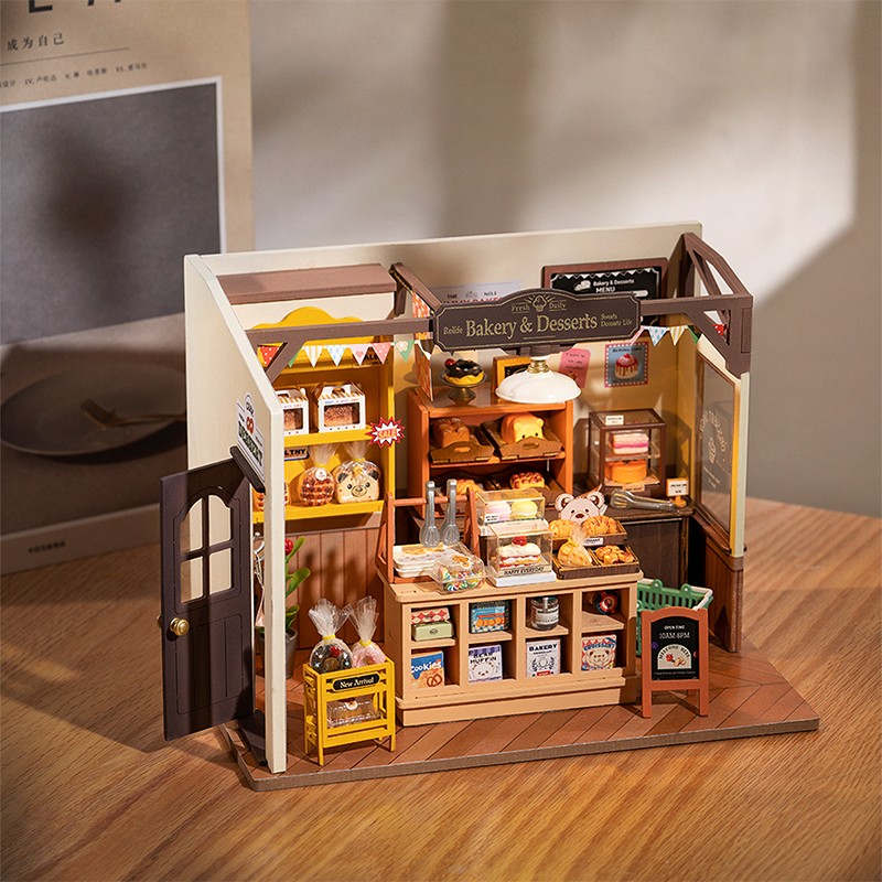Robotime Rolife Becka's Baking House - Casa en miniatura para niños, juguetes de madera 3D para ensamblar, fácil de conectar, para decorar el hogar