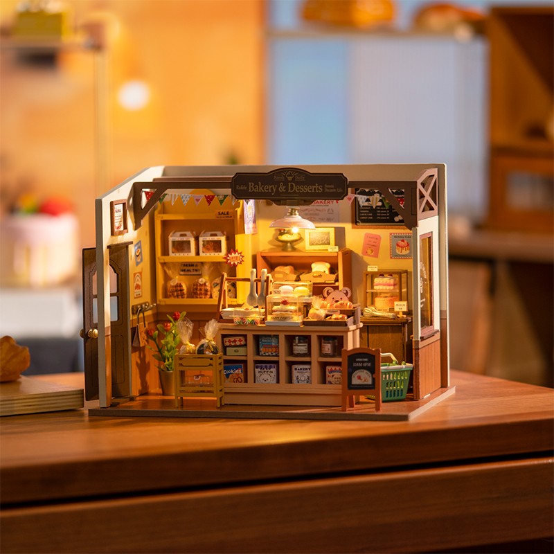 Robotime Rolife Becka's Baking House - Casa en miniatura para niños, juguetes de madera 3D para ensamblar, fácil de conectar, para decorar el hogar