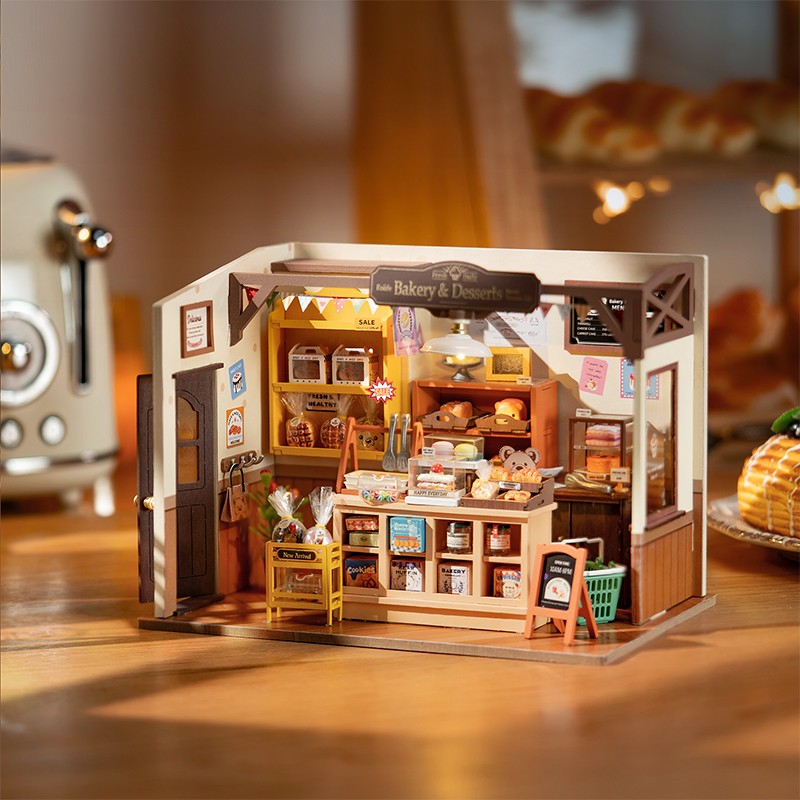 Robotime Rolife Becka's Baking House - Casa en miniatura para niños, juguetes de madera 3D para ensamblar, fácil de conectar, para decorar el hogar