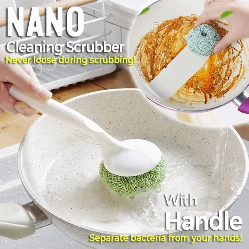 Juego de fregador de limpieza nano para descontaminación de cocina, cepillo para lavar platos y ollas