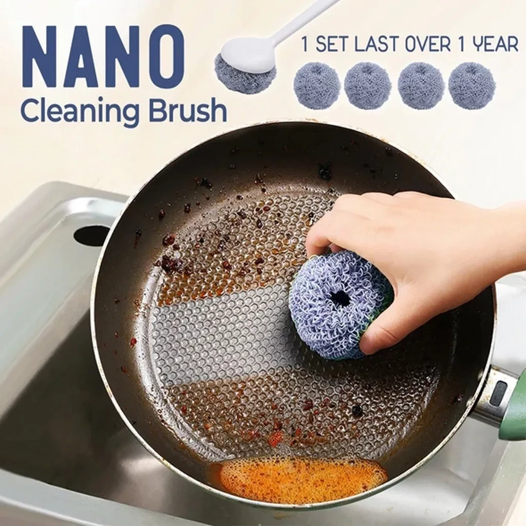 Juego de fregador de limpieza nano para descontaminación de cocina, cepillo para lavar platos y ollas