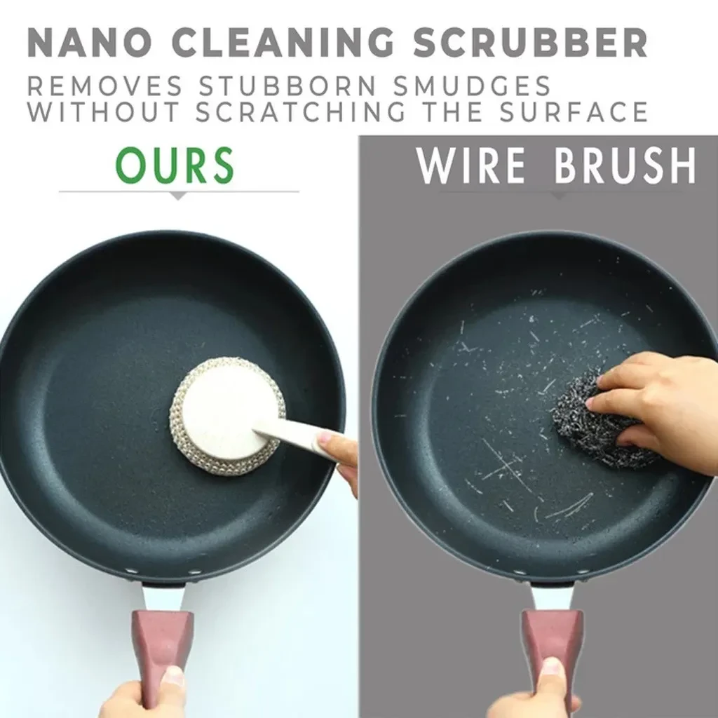 Juego de fregador de limpieza nano para descontaminación de cocina, cepillo para lavar platos y ollas