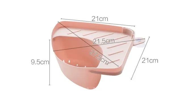 Fregadero de cocina con cesta de drenaje triangular y ventosa para verduras