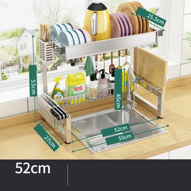 Estante de acero inoxidable para fregadero de cocina, desagüe de encimera