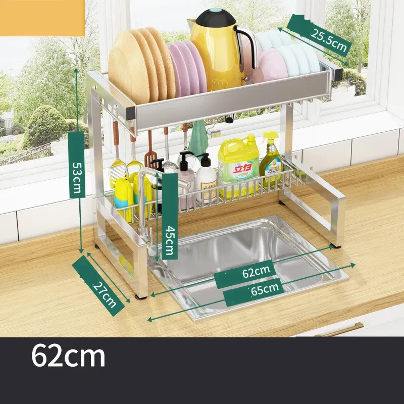 Estante de acero inoxidable para fregadero de cocina, desagüe de encimera